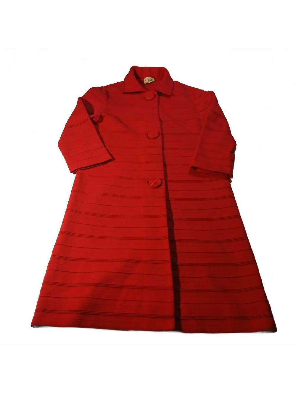 Vintage Avagolf Red Wool Swing Coat Made In Italy Retro Mid Length Womens 12 Mod